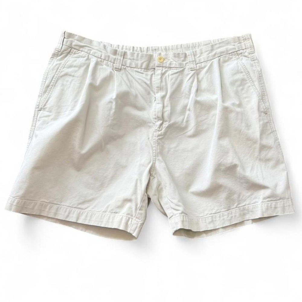 Vintage 90s Nautica Double Pleated Off White‎ Chino Shorts, Men's Size 38W